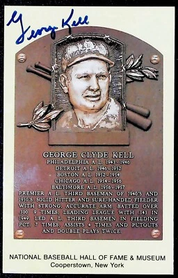 George Kell Signed Autographed Yellow HOF Plaque PC Detroit Tigers - Image 1 of 2