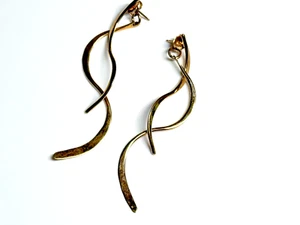Vintage Earrings Sterling Gold on Silver Swirl Dangle Drop Stud 472g - Picture 1 of 11