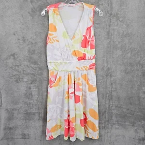 Fresh Produce Dress M White Colorful Blossoms Lily Stretchy Knit Tank Pockets - Picture 1 of 11