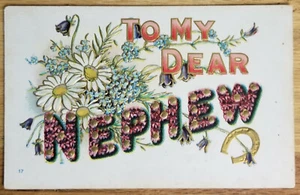 To My Dear Nephew Vintage Embossed Postcard PC Circa 1909 unbenutzt - Bild 1 von 1