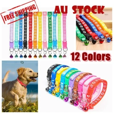 12 PCs Whelping ID Dog Cat Collar Bell Colours Pet Puppy Kitten Adjustable AU - image 1 of 4