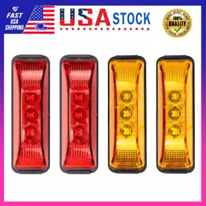 4Pcs Amber Red 3LED Side Marker Lights RV Truck Trailer Clearance Light US - Picture 1 of 39