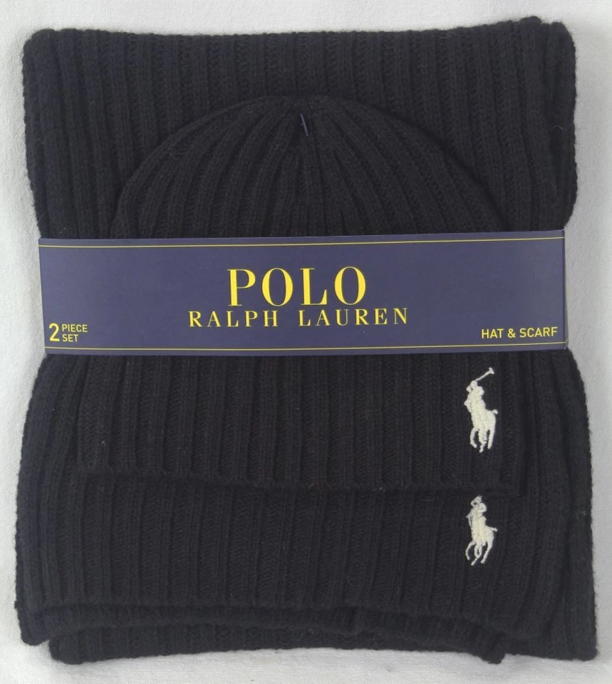 Polo Ralph Lauren Men's Beanie & Scarf Set - Black