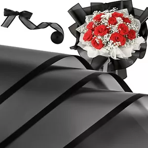 20 Sheets Flower Wrapping Paper Florist Bouquet Supplies Waterproof Black Edg... - Picture 1 of 7
