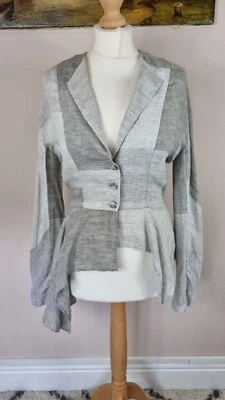 Grey, IVAN GRUNDAHL, Linen Sleeve, Pattern Jacket Asymmetric, SIZE EURO 36 UK 8 - Image 1 of 4