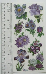 Antique Collection Violette PURPLE GARDEN - 1 Sheet of Flowers Stickers #C62