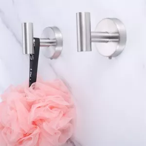 2pcs Brushed Nickel Bathroom Toilet Kitchen Shower Towel Robe Hook Door Hanger - Picture 1 of 19