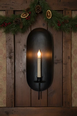 Primitive Colonial Black Metal Drawing Room Candle Sconce 15" - Image 1 of 4