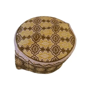 Omani African Yemeni ISLAMIC Kufi Hat brown-White size 56 - Picture 1 of 3