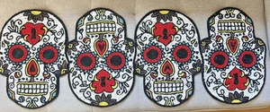 Cynthia Rowley Halloween beaded Sugar Skull Table Runner Day of the Dead 35x12" - Picture 1 of 9