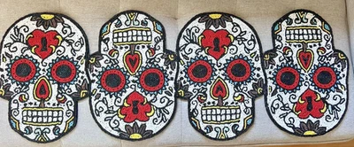 Cynthia Rowley Halloween beaded Sugar Skull Table Runner Day of the Dead 35x12" - Image 1 of 4