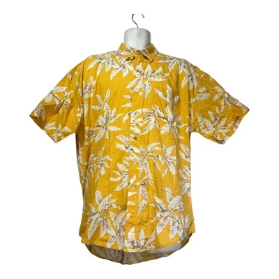 Chaps Ralph Lauren Yellow Floral Hawaiian Shirt Men’s L Cotton Casual - Image 1 of 4