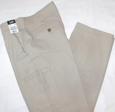 LEE EXTREME COMFORT Pants Straight Stretch Flex Waist Moisture Wicking KC Khaki - Image 1 of 4
