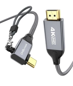 USB-C to HDMI Cable 4K 60Hz 2M Right Angle for MacBook iPad Galaxy XPS - Picture 1 of 6