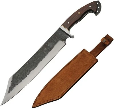 Cuchillo fijo Blacksmith's Bowie hoja de acero al carbono forjado de 12" mango de madera marrón Foto 1 de 3
