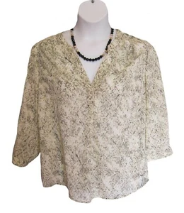 Snakeskin Print Top Chiffon Tunic Shirt Plus Size 1X Blouse Pullover Neutral - Picture 1 of 7