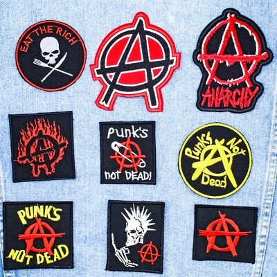 Punk Rock 9 embroidered patches for $22.99. Punk's Not Dead Anarchy Eat the Rich - Image 1 of 4