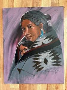 FRED CLEVELAND  NAVAJO ARTIST ORIGINAL PAINTING ON CANVAS 20" X 16" - Picture 1 of 4