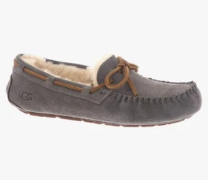UGG Gray Suede Dakota Wool Lined Moccasin Slippers New in Box Sz 5 - Picture 1 of 5