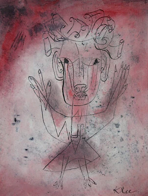 Fina pintura única - Retrato expresivo, firmado Paul Klee, con certificado de autenticidad Foto 1 de 4