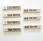 7 NEW WOODEN TRAIN WHISTLES 5.75" WOOD RAILROAD STEAM LOCOMOTIVE WHISTLE 