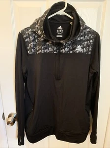 adidas ClimaLite 1/4 Zip Hoodie Black Women's XL - Picture 1 of 8