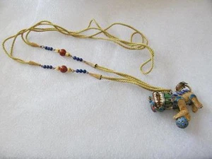 Antique-Vintage Chinese Enameled Foo dog delicate filigree pendant and necklace - Picture 1 of 10