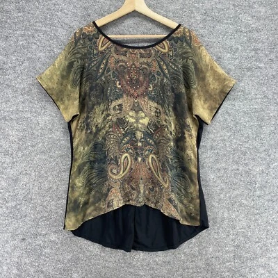 Blusa Cato Mujer XL Beige Cachemira Cuello Redondo Manga Corta Abotonada Informal Foto 1 de 4