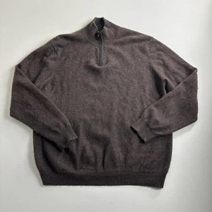 Club Room 100% 2 PlyCashmere Pullover 1/4 Zip Sweater Mens Size XL Brown Soft - Picture 1 of 8