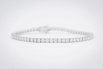 Bracciale tennis matrimonio anniversario uomo donna oro diamante 3.25 ct F/color - Immagine 1 di 4