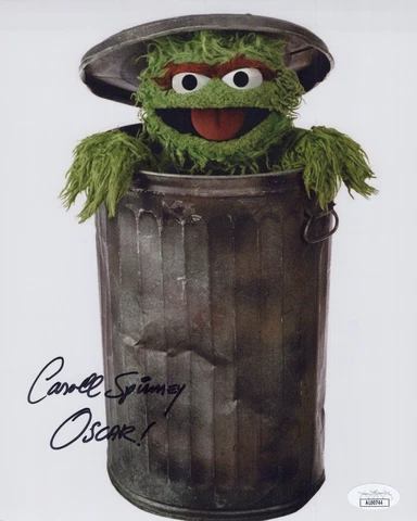 Caroll Spinney Sesame Street Oscar signed 8x10 photo JSA Cover