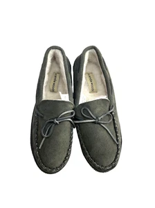 NEW Scandia Woods Gray Suede Moccasins Slippers Men Size 10 W - Picture 1 of 13