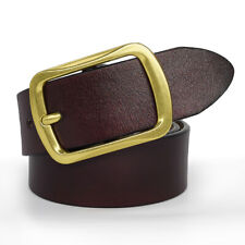 Big Tall Retro Brass Buckle Mens Belt 100% Genuine Leather Casual Belt S-6XL