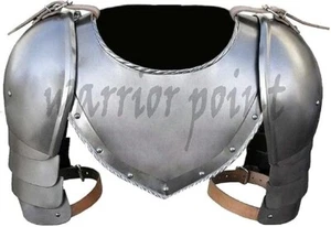 Medieval Iron Gorget Spaulders Arm Shoulder Set Viking Crusader Pauldrons Armor/ - Picture 1 of 4