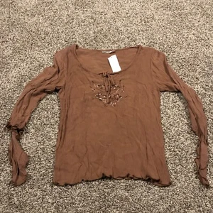 Raviya Womens L Brown Rayon Blouse Top A48 - Picture 1 of 4