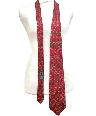 Corbata larga de oficina Vineyard Vines roja con motivo de hueso de perro y labrador negro 60" Foto 1 de 4