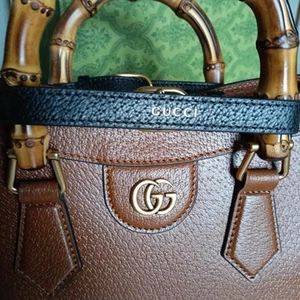 Borsa tote Gucci in pelle Color Cuoio Bamboo Princess Diana - Bild 1 von 24