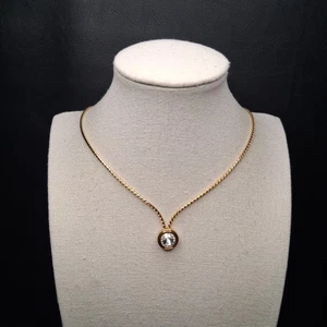 Vintage Chain Necklace Rivoli Rhinestone Pendent Gold Tone. 16.455 - Picture 1 of 9