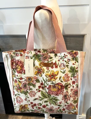 Laura Ashley 'Lambton Garden' Canvas Tote 'Dusty Rose' Cottagecore Shabby Chic - Image 1 of 4