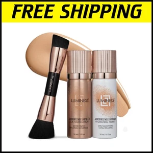 Hydrating Silk Airbrush Foundation with Primer & Brush - Lightweight Coverage - Picture 1 of 11