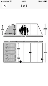 Kampa Kielder 5 Air Tent With Carpet, Footprint Ground Sheet & Pump - Picture 1 of 3