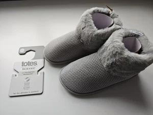 Totes Damen Isotoner Strickstiefel mit Kunstfellbündchen Hausschuhe grau UK 5 - Bild 1 von 12