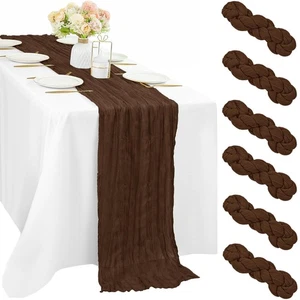 6 Pcs Cheesecloth Table Runner 10FT Brown Runner for Tables Gauze Fabric 35 x... - Picture 1 of 6
