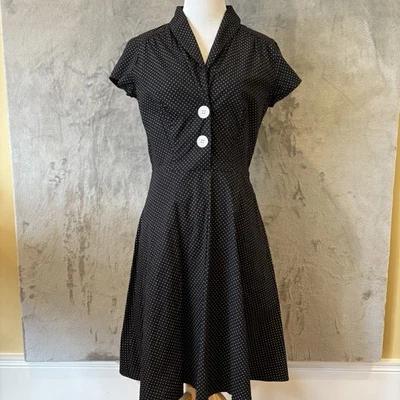 Vestido Retro Náutico Monocromo Pinup Lunares Mujer Talla 11 Foto 1 de 4