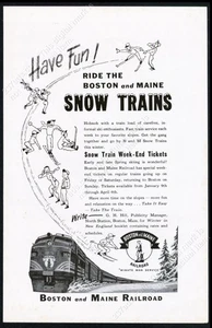1953 Boston and Maine snow skiing ski train photo vintage print ad - Picture 1 of 7