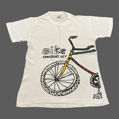 Camisetas De Colección Años 90 Bicicleta Para Hombre Blancas Talla M Bicicleta Larga Barco Llave Puntada Única Foto 1 de 4