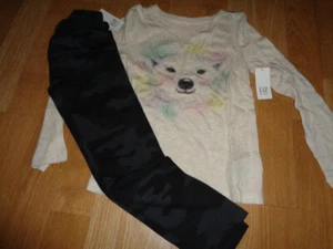 NWT Gap outfit size 6 7 cute bear long sleeve top shirt camo leggings - Picture 1 of 4