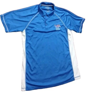 Old Varsity Brand Men's Memphis Tigers Mesh Polo Shirt Blue White Medium - Image 1 of 4