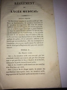 RÉGLEMENT DU LYCÉE MÉDICAL, vers 1830. - Picture 1 of 2
