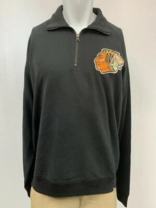 Chicago Blackhawks Men's 1/4 Zip Pullover Sweatshirt Size XL, '47 Striker Black - Picture 1 of 8